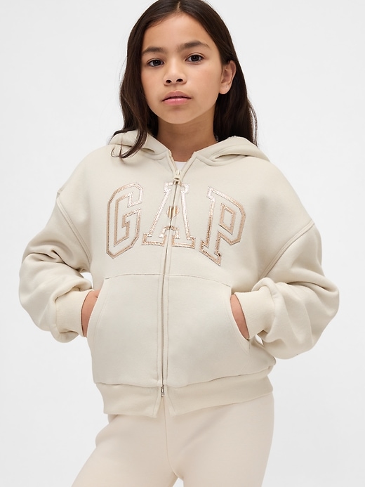 kinder-hoodie mit sherpa-futter und grafiklogo