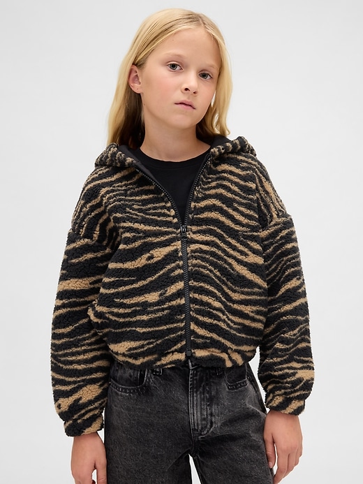 kinder sherpa-kapuzenjacke mit reißverschluss