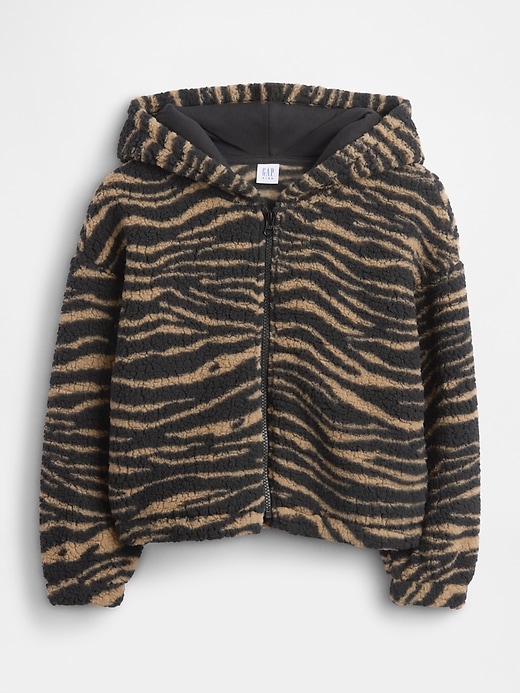 kinder sherpa-kapuzenjacke mit reißverschluss