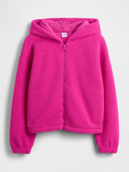 kinder sherpa-kapuzenjacke mit reißverschluss