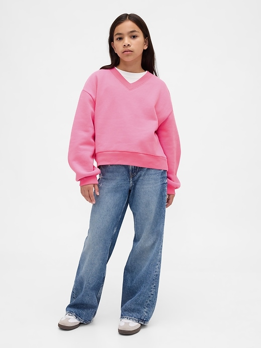vintagesoft kinder-sweatshirt mit v-ausschnitt und lockerer passform