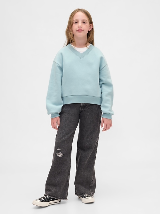 vintagesoft kinder-sweatshirt mit v-ausschnitt und lockerer passform