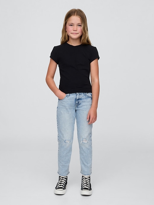 kinder-jeans mit mittelhohem bund girlfriend-style