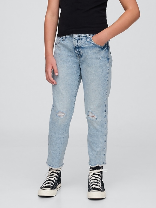 kinder-jeans mit mittelhohem bund girlfriend-style