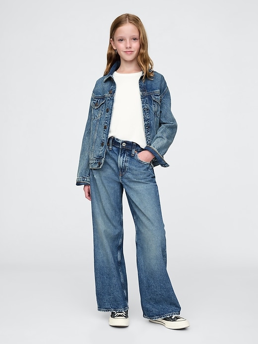kinder-jeans mit niedrigem bund weitem bein