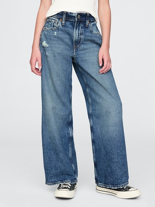 kinder-jeans mit niedrigem bund weitem bein
