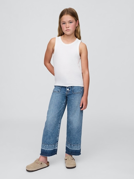 high-rise-jeans mit weitem bein und knöchellänge für kinder