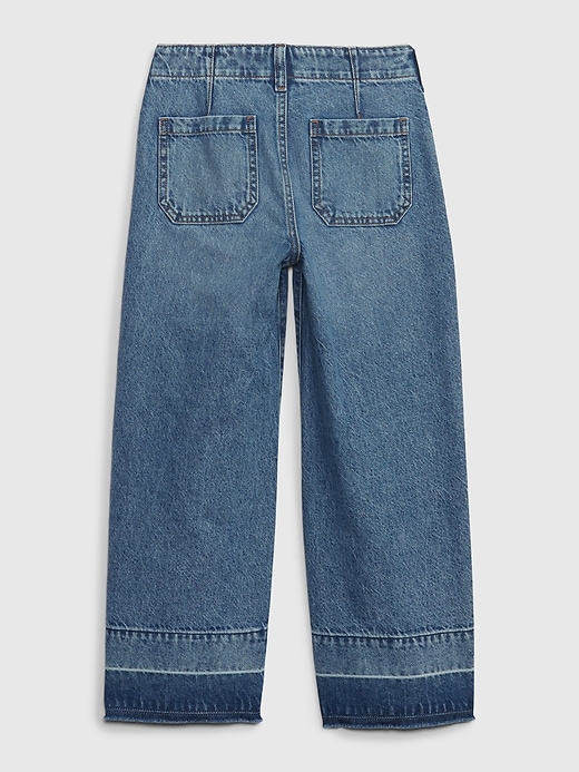 high-rise-jeans mit weitem bein und knöchellänge für kinder