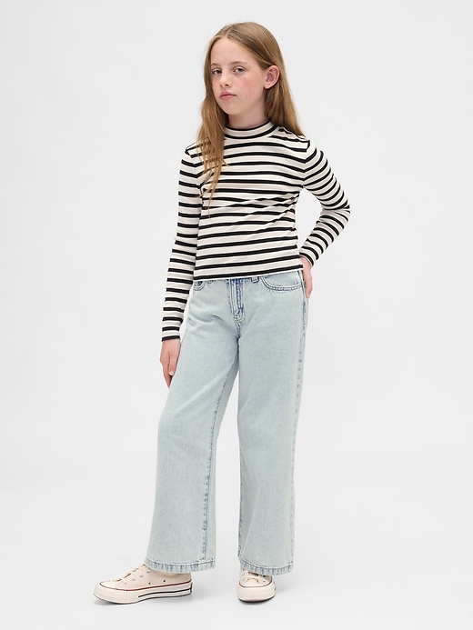 high-rise-jeans mit weitem bein und knöchellänge für kinder