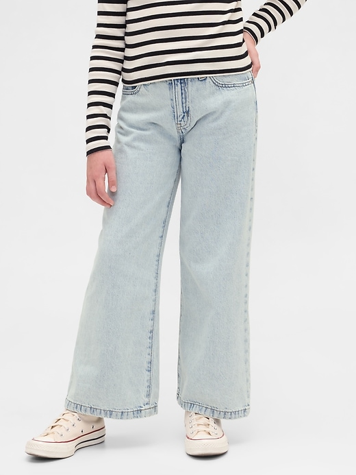 high-rise-jeans mit weitem bein und knöchellänge für kinder