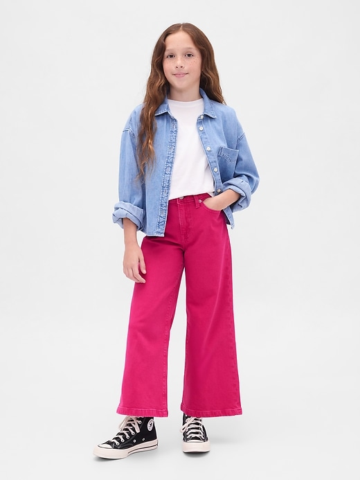 high-rise-jeans mit weitem bein und knöchellänge für kinder
