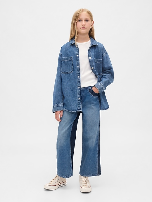 high-rise-jeans mit weitem bein und knöchellänge für kinder
