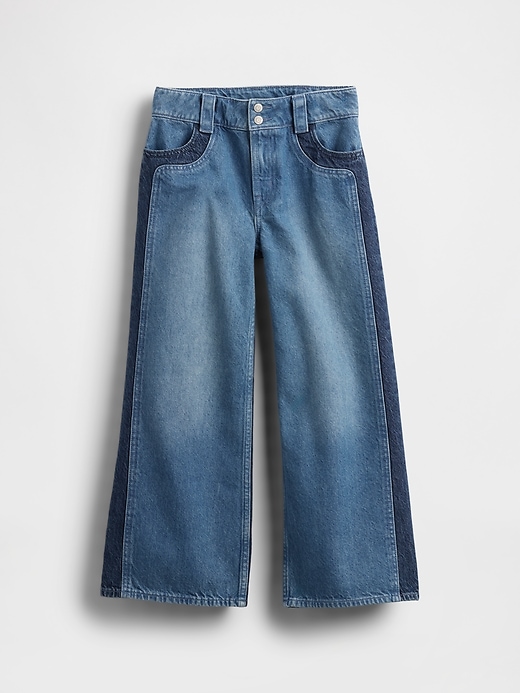 high-rise-jeans mit weitem bein und knöchellänge für kinder