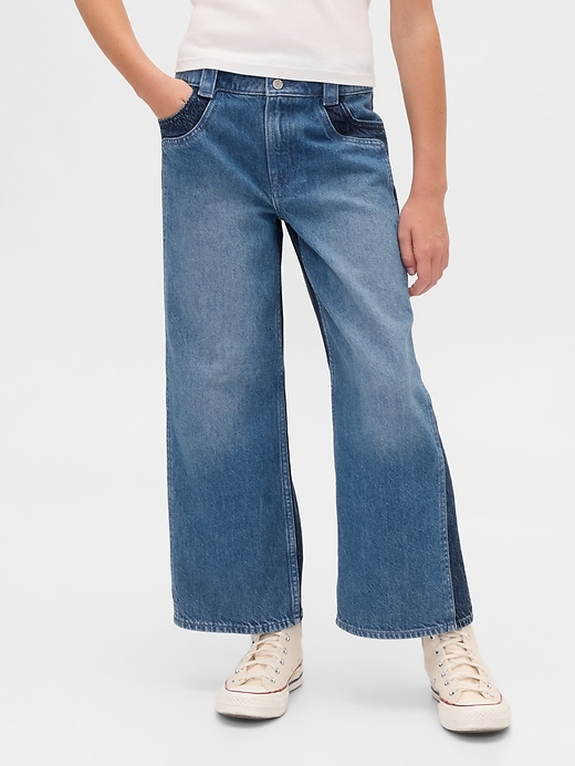 high-rise-jeans mit weitem bein und knöchellänge für kinder