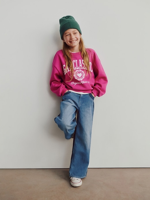 high-rise-jeans mit weitem bein und knöchellänge für kinder