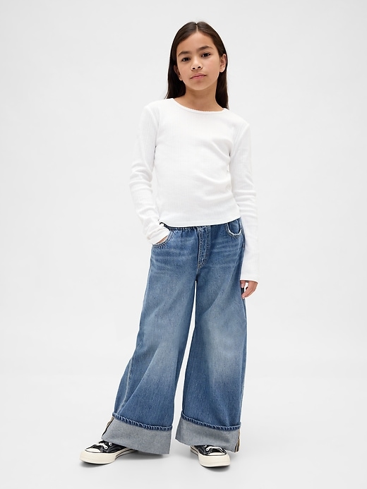 kinder-jeans mit niedrigem bund bequemem weitem bein und baggy-schnitt