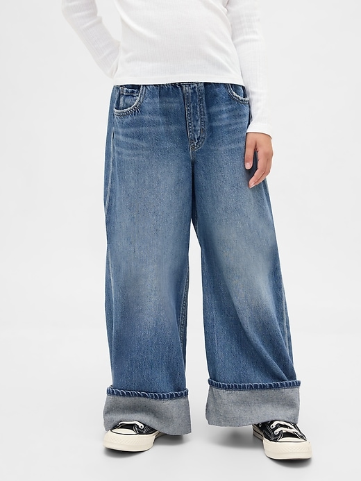 kinder-jeans mit niedrigem bund bequemem weitem bein und baggy-schnitt