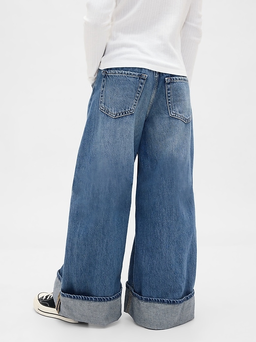 kinder-jeans mit niedrigem bund bequemem weitem bein und baggy-schnitt