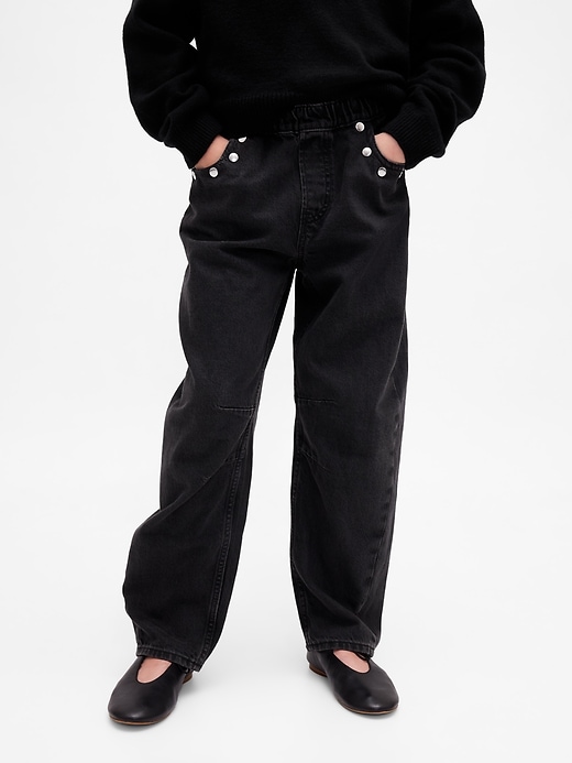 kinder-jeans mit hohem bund und nieten easy barrel jeans