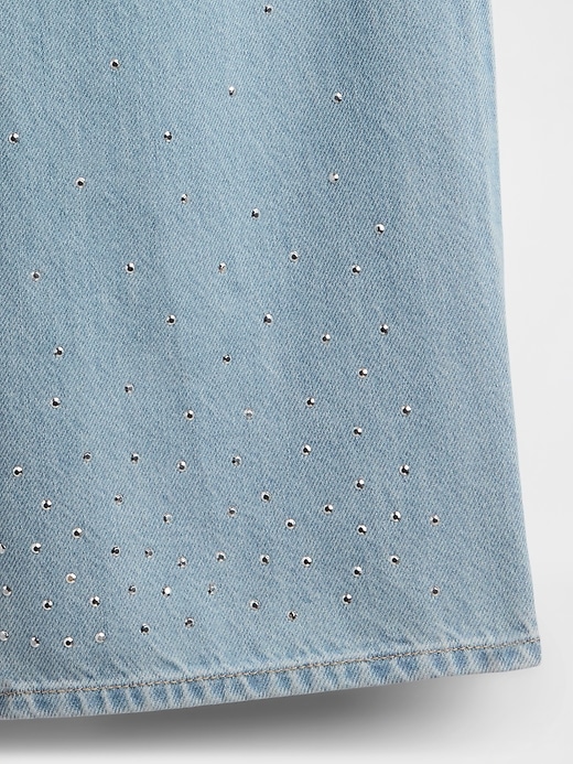 kinder-jeans mit niedrigem bund strasssteinen und weitem bein