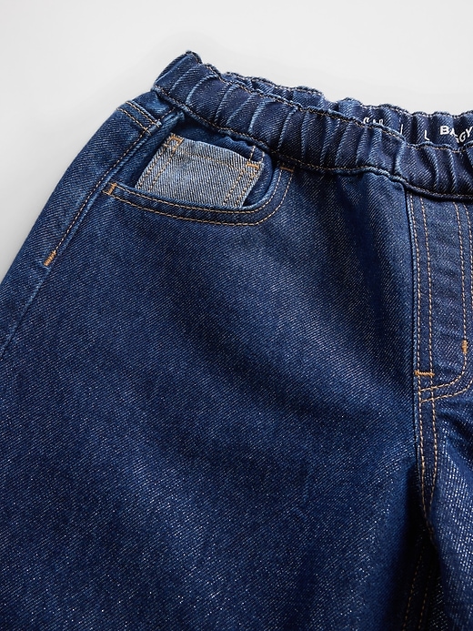 kinder-jeans mit niedrigem bund weit geschnitten metallisch glänzend
