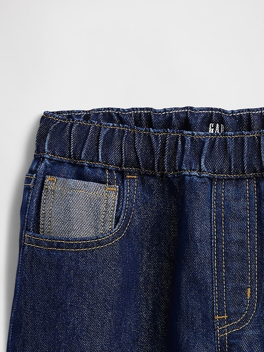 kinder-jeans mit niedrigem bund weit geschnitten metallisch glänzend