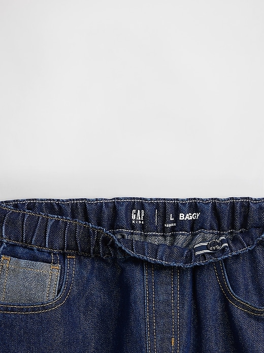 kinder-jeans mit niedrigem bund weit geschnitten metallisch glänzend