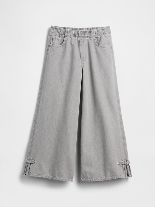 kinder-jeans mit niedrigem bund schleife und geteiltem saum baggy-jeans