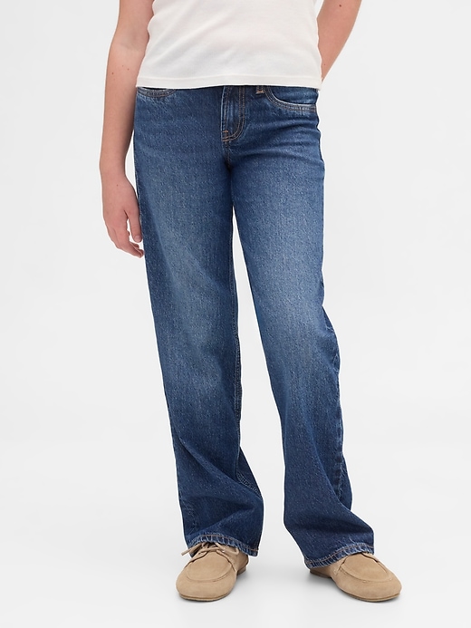 kinder-jeans mit niedrigem bund und geradem bein
