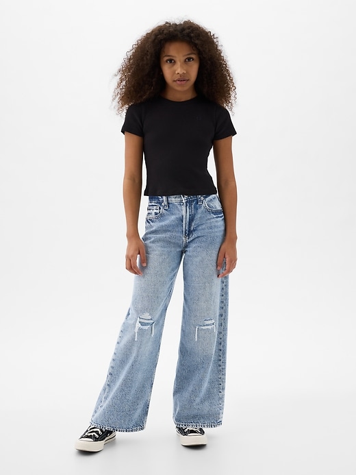 kinder-jeans mit niedrigem bund weitem bein