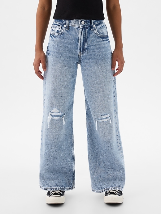 kinder-jeans mit niedrigem bund weitem bein