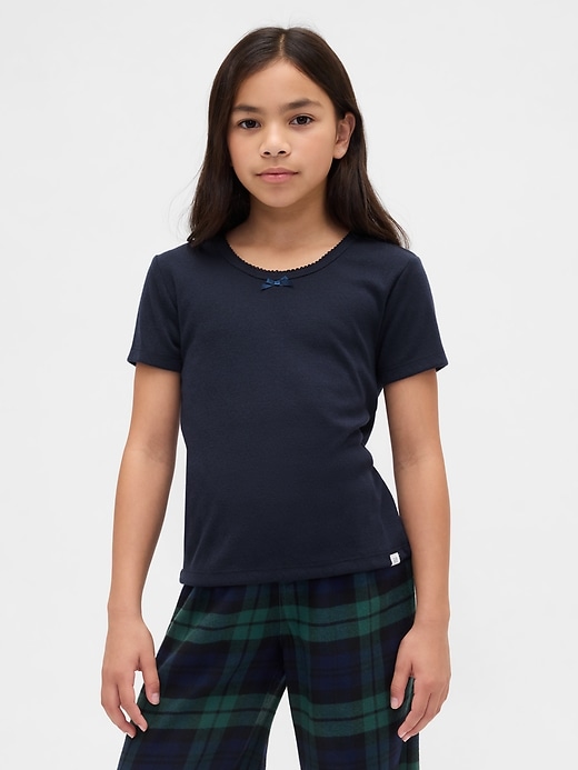 kinder-pyjama-t-shirt aus recyceltem pointelle