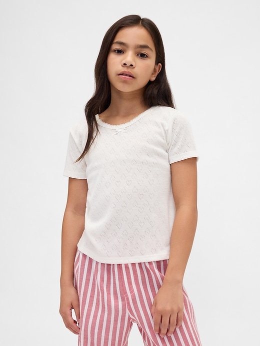 kinder-pyjama-t-shirt aus recyceltem pointelle