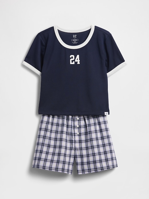 kinder-pyjama-shorts-set aus recycelten materialien