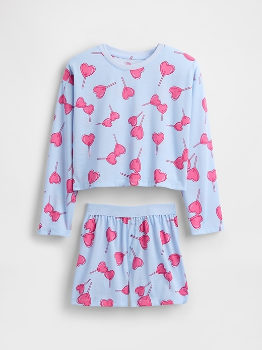 kinder-pyjama-shorts-set aus recycelten materialien