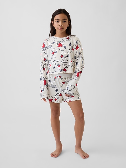 snoopy pyjama-shorts-set aus recyceltem material für kinder