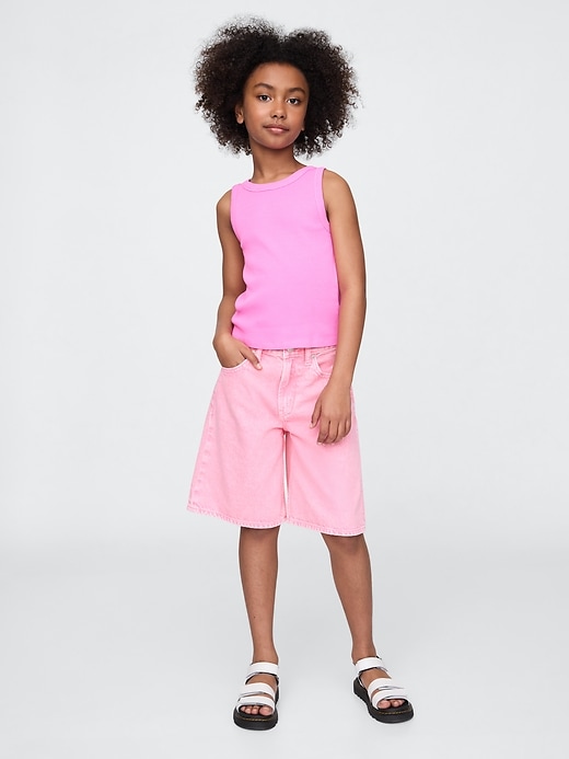 kinder-denim-shorts mit mittelhohem bund und langem schnitt