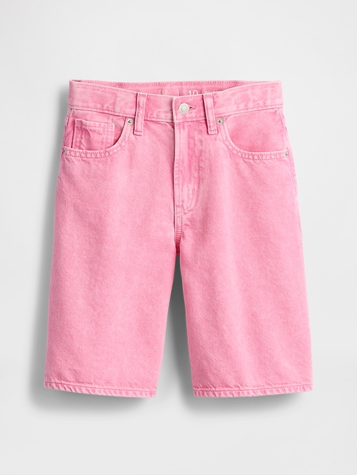 kinder-denim-shorts mit mittelhohem bund und langem schnitt