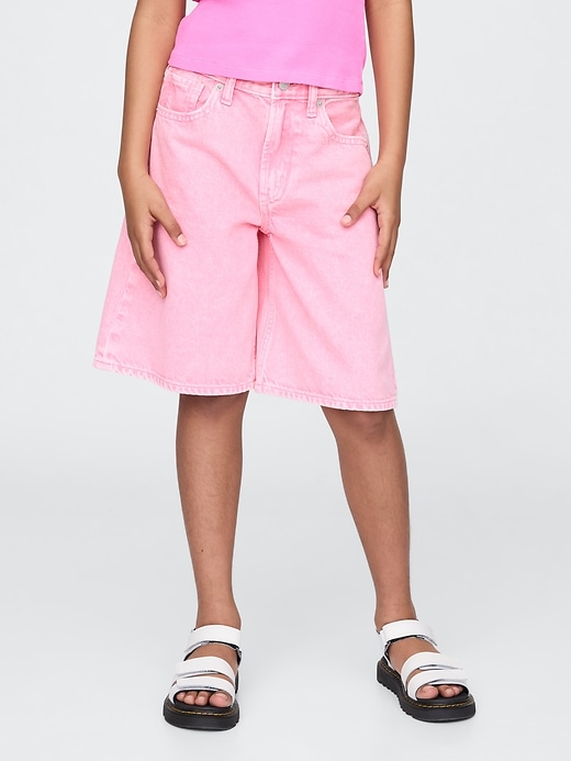 kinder-denim-shorts mit mittelhohem bund und langem schnitt
