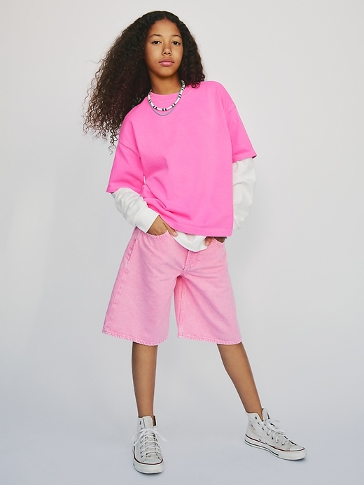 kinder-denim-shorts mit mittelhohem bund und langem schnitt