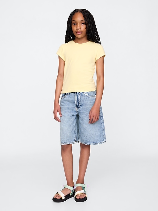 kinder-denim-shorts mit mittelhohem bund und langem schnitt
