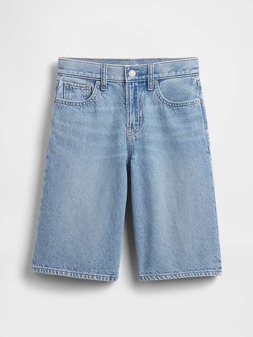 kinder-denim-shorts mit mittelhohem bund und langem schnitt