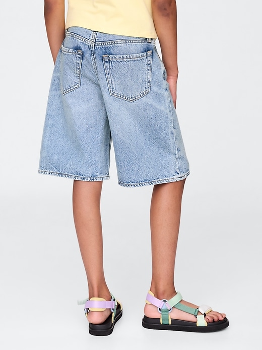 kinder-denim-shorts mit mittelhohem bund und langem schnitt