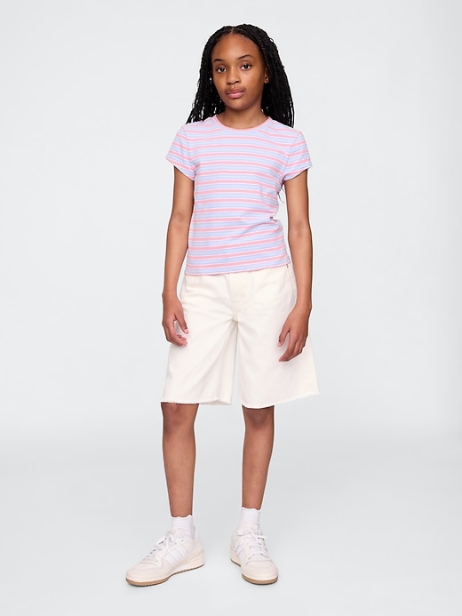 kinder-denim-shorts mit mittelhohem bund und langem schnitt