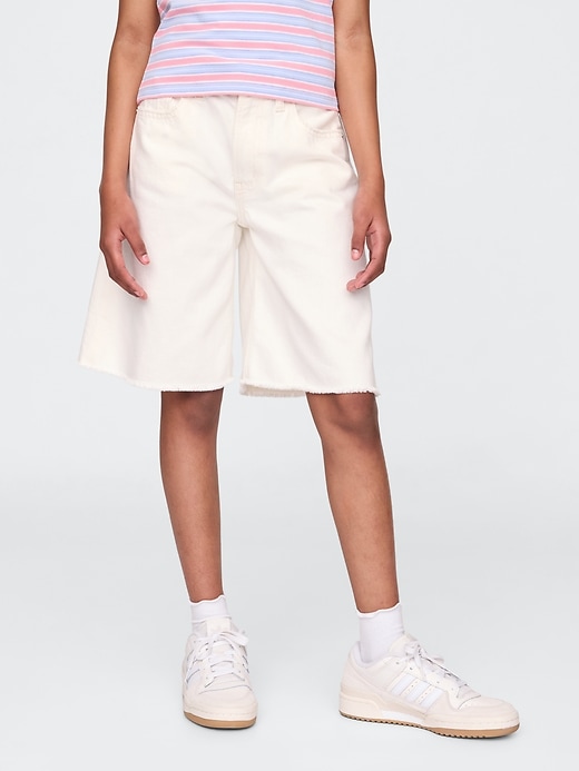 kinder-denim-shorts mit mittelhohem bund und langem schnitt