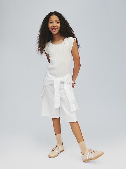 kinder-denim-shorts mit mittelhohem bund und langem schnitt
