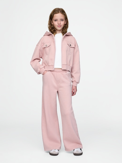 vintage soft crop-kapuzenpullover für kinder mit reißverschluss