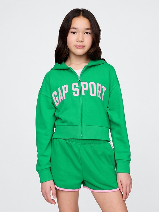 vintage soft crop-kapuzenpullover für kinder mit reißverschluss
