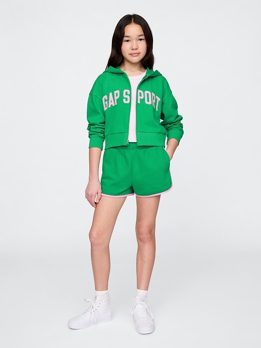 vintage soft crop-kapuzenpullover für kinder mit reißverschluss