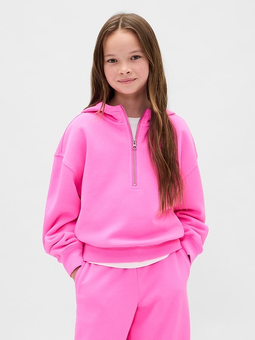 vintagesoft kinder-kapuzenpullover mit halbem reißverschluss